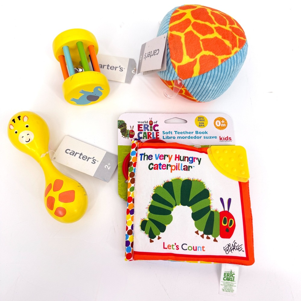 NWT Baby Bundle Carter's Toys Eric Carle Hungry Caterpillar Soft Book Lot